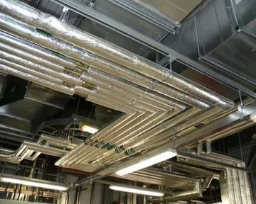 Air conditioning ductwork and MEP installations at ceiling level