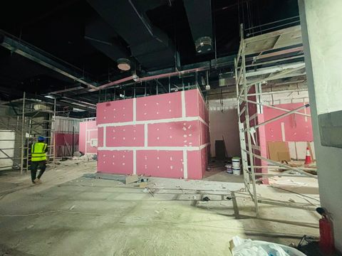 Interior fit-out and partition works in progress